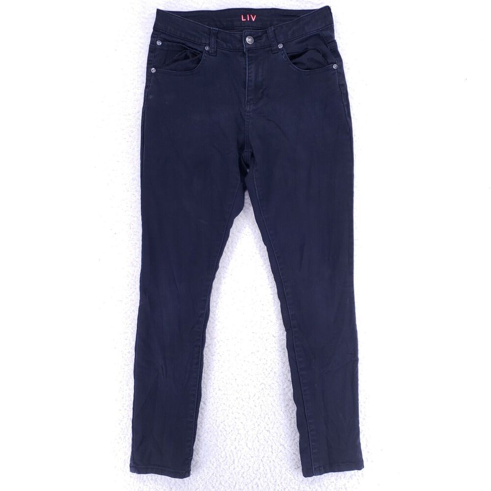 dELiAs Jean Denim Cotton Women SZ 8 Black Straight Stretch VTG Mid Rise 90s Slim